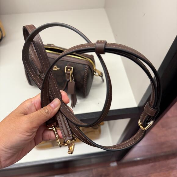 Coach Mini Rowan Crossbody Bag In Signature Canvas With Fringe CCF30 - Picture 7 of 10